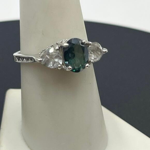 RJ Graziano Designer Vintage Sterling Silver‎ Blue White Topaz Ring Size 8.5 - Picture 1 of 10